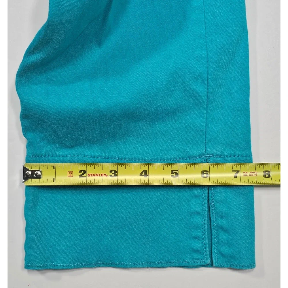 V Cristina Womens Teal Rhinestone Embellished Capri Crop Pants Size 10 Turquoise